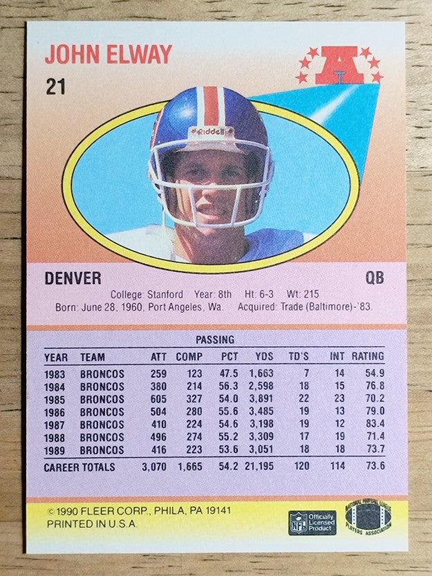 1990 Fleer #21 John Elway
