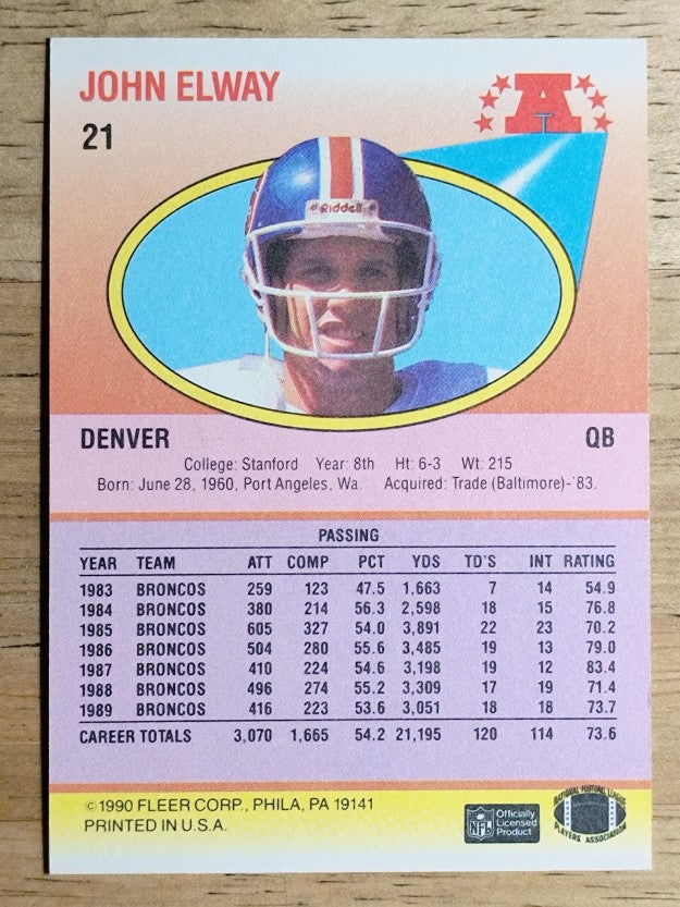 1990 Fleer #21 John Elway