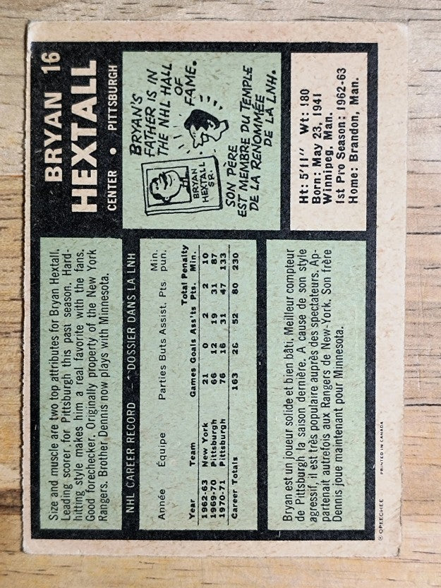 1971-72 O-Pee-Chee #16 Bryan Hextall (VG)