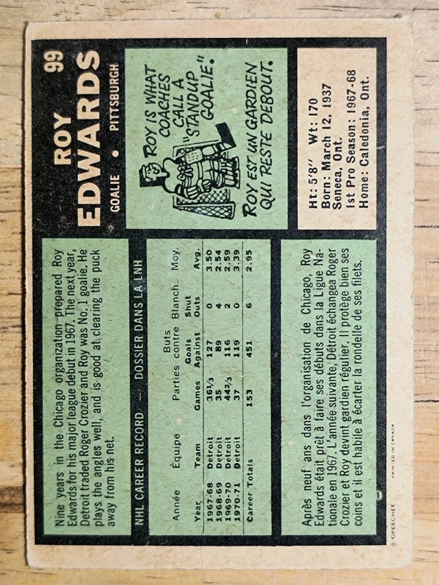 1971-72 O-Pee-Chee #99 Roy Edwards (GOOD)