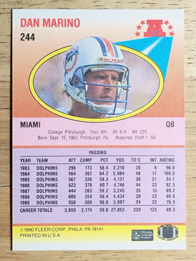 1990 Fleer #244 Dan Marino
