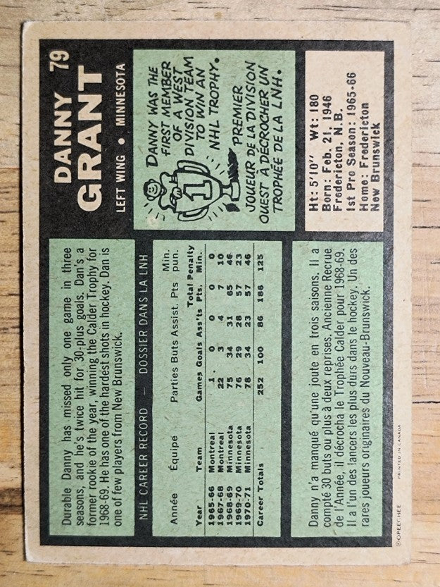 1971-72 O-Pee-Chee #79 Danny Grant (VG)