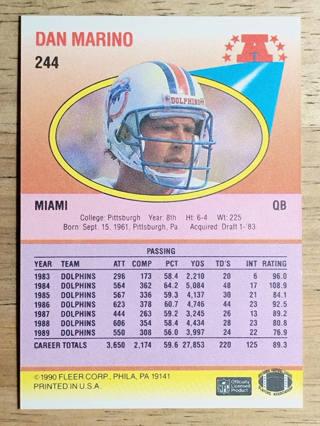 1990 Fleer #244 Dan Marino