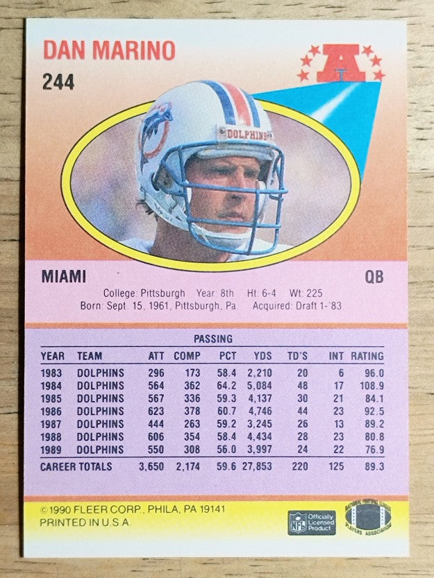 1990 Fleer #244 Dan Marino
