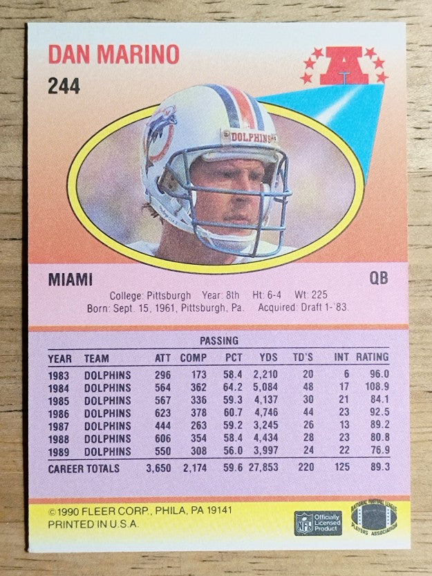 1990 Fleer #244 Dan Marino