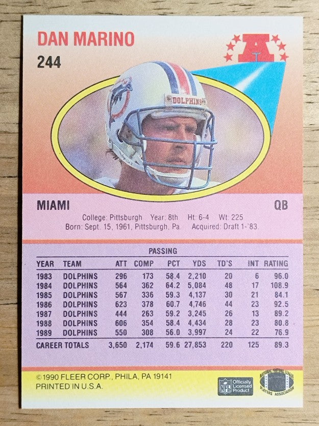1990 Fleer #244 Dan Marino
