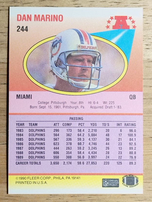 1990 Fleer #244 Dan Marino