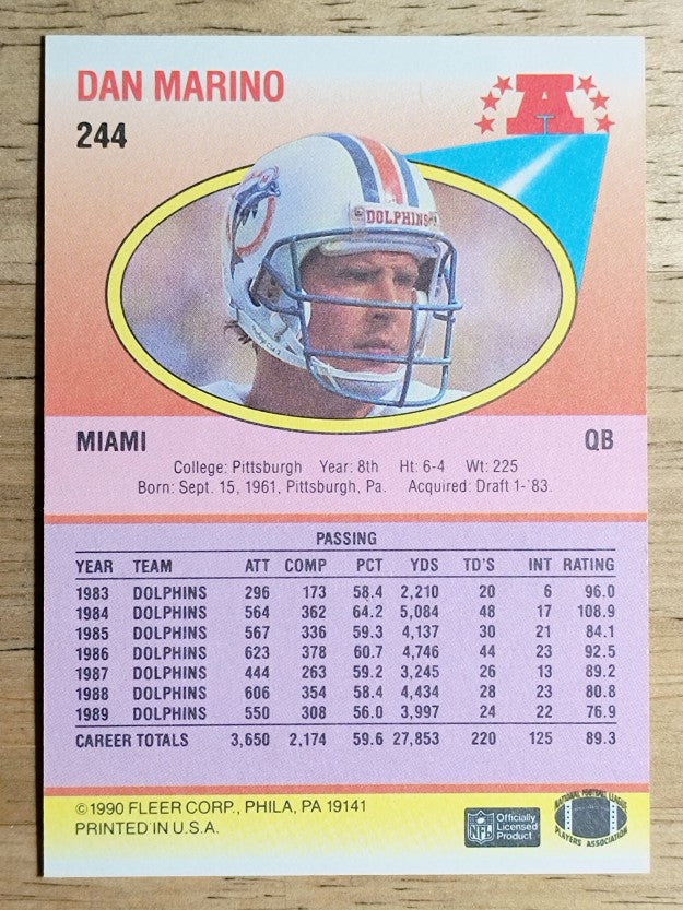 1990 Fleer #244 Dan Marino