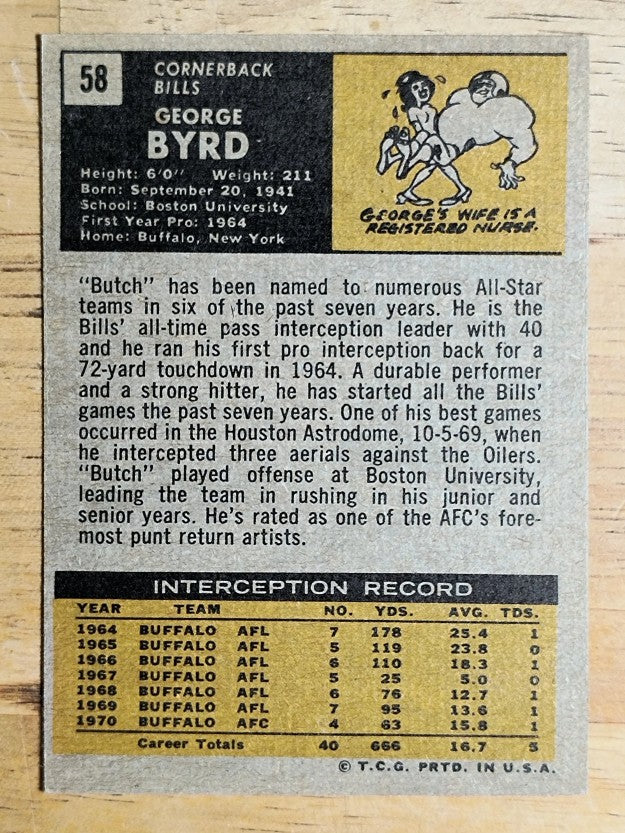 1971 Topps #58 George Butch Byrd (EXMT)