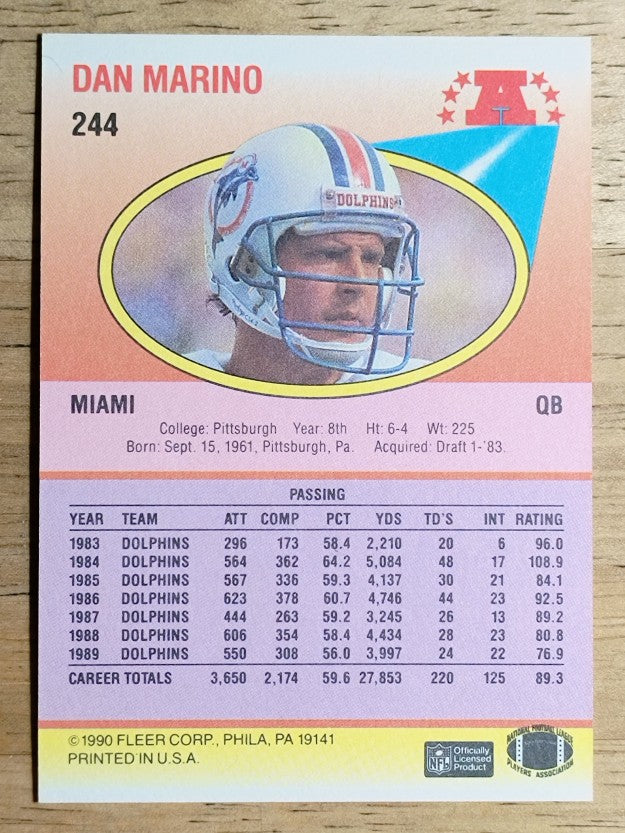1990 Fleer #244 Dan Marino