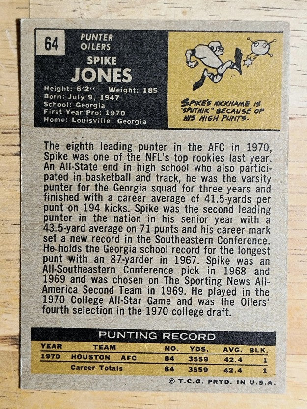 1971 Topps #64 Spike Jones RC (EX)