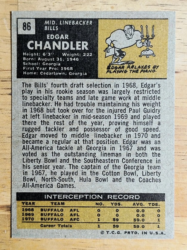 1971 Topps #86 Edgar Chandler RC (EX)