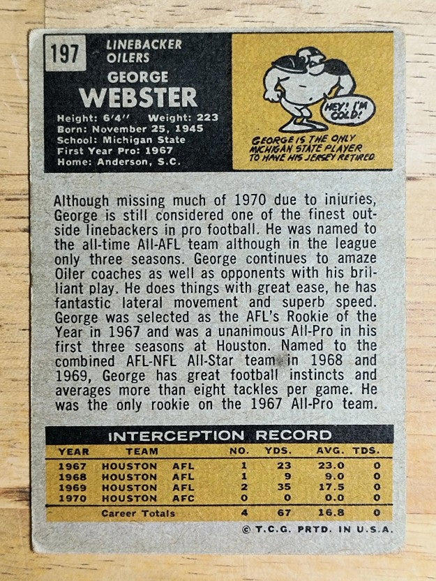 1971 Topps #197 George Webster (GOOD)
