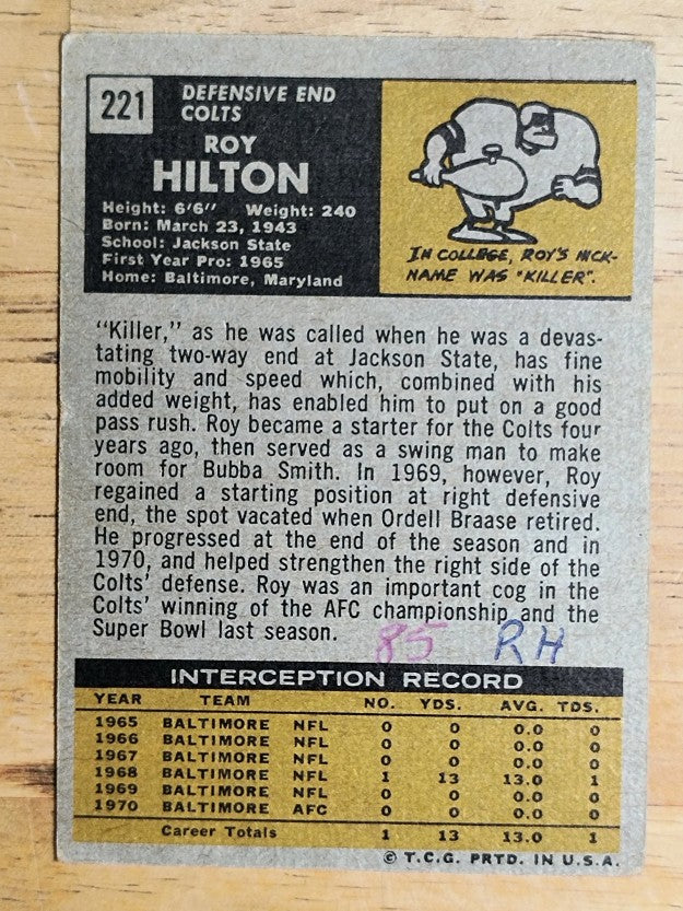 1971 Topps #221 Roy Hilton (GOOD)