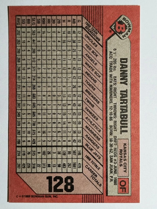 1989 Bowman #128 Danny Tartabull