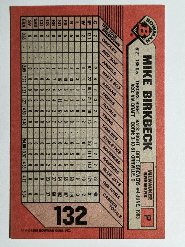 1989 Bowman #132 Mike Birkbeck