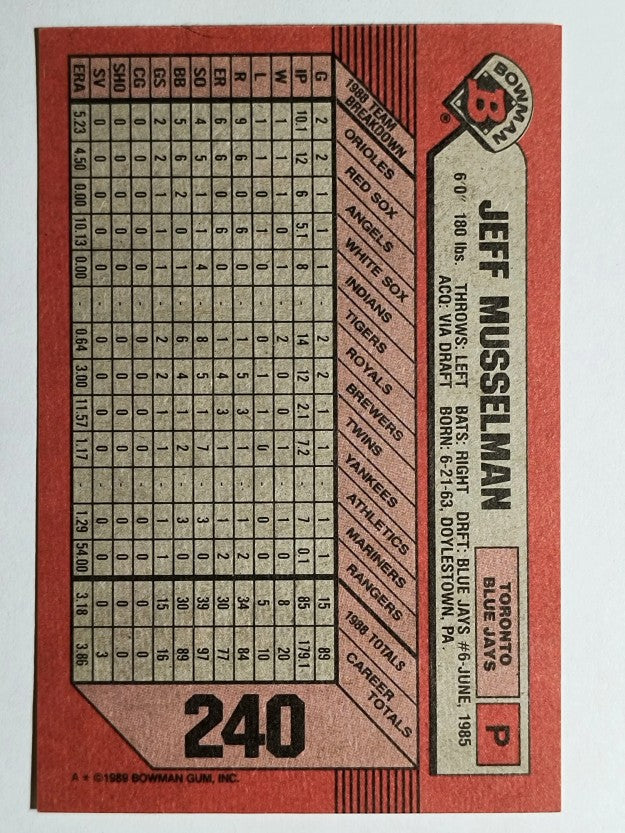 1989 Bowman #240 Jeff Musselman