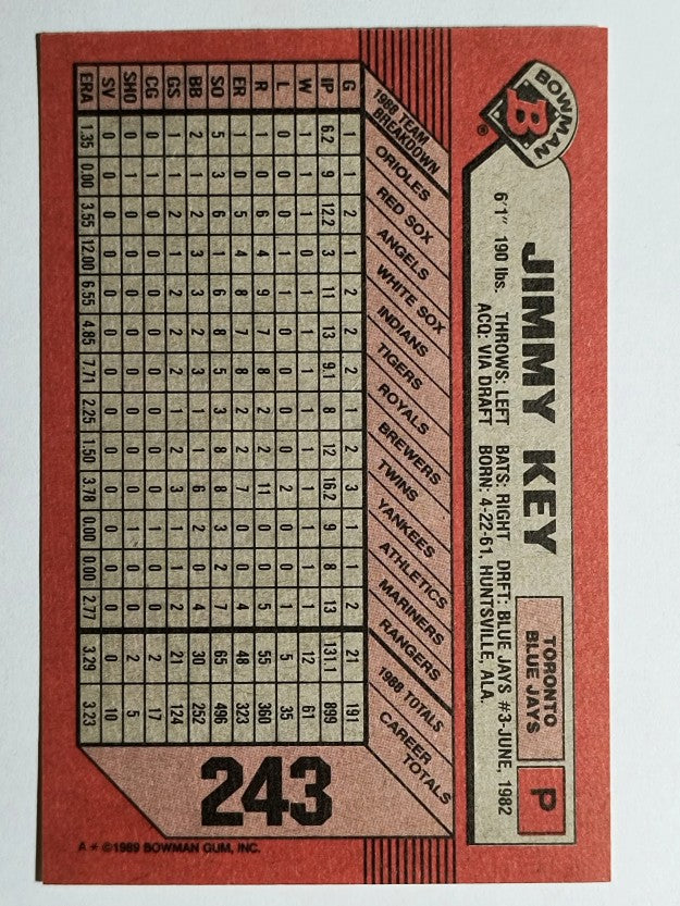 1989 Bowman #243 Jimmy Key