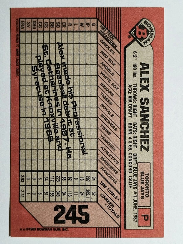1989 Bowman #245 Alex Sanchez RC