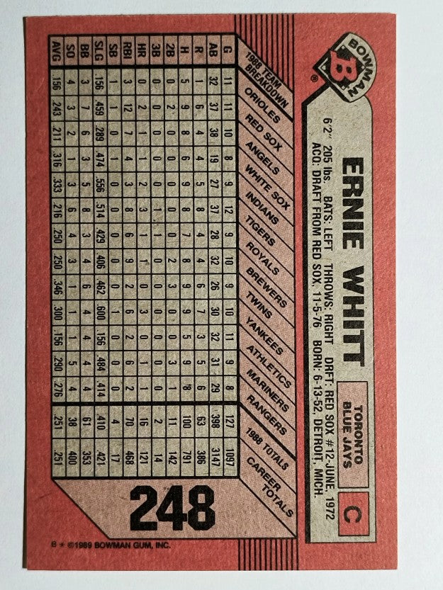 1989 Bowman #248 Ernie Whitt