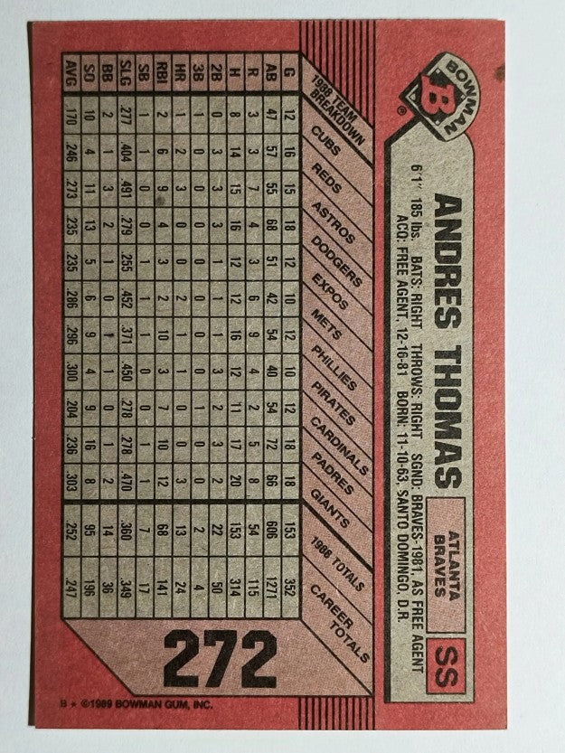 1989 Bowman #272 Andres Thomas