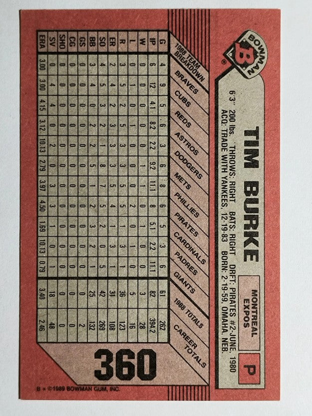 1989 Bowman #360 Tim Burke