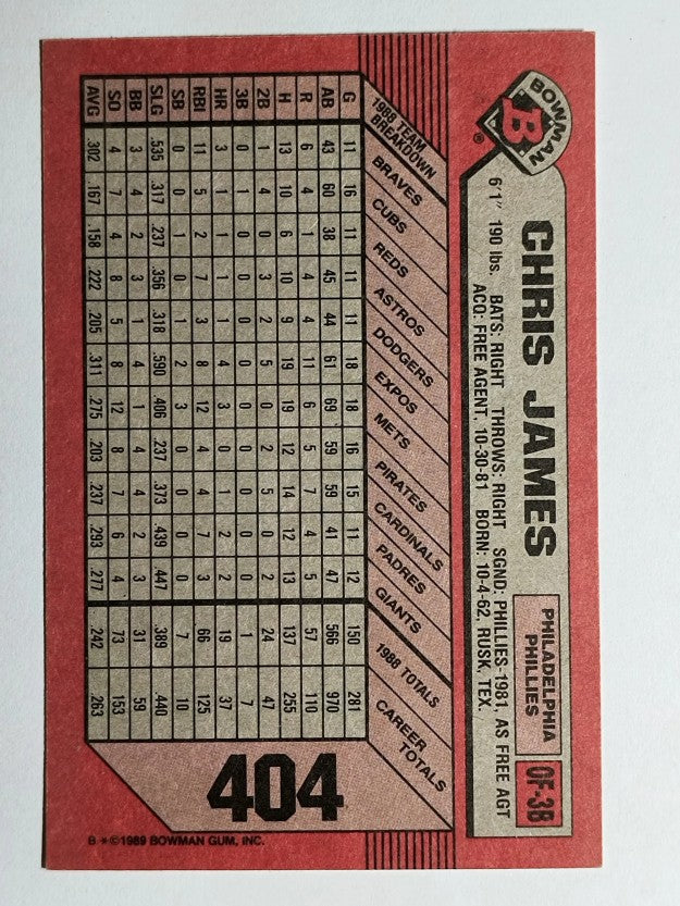 1989 Bowman #404 Chris James