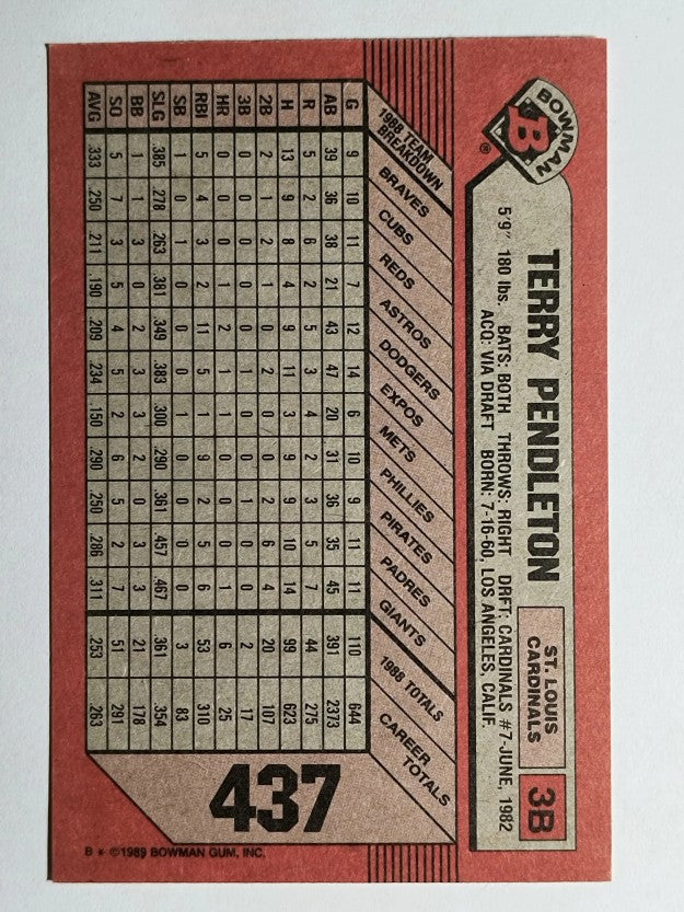 1989 Bowman #437 Terry Pendleton