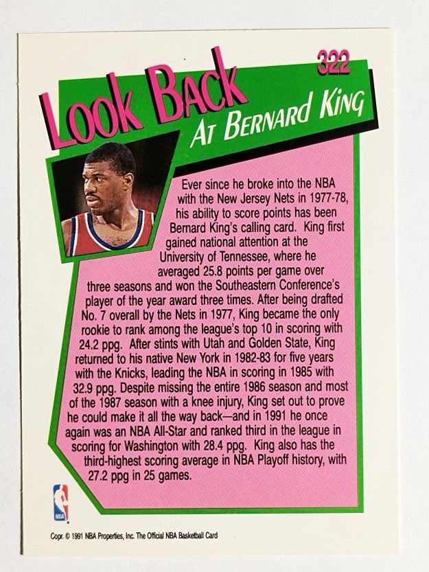 1991-92 Hoops #322 Bernard King YB