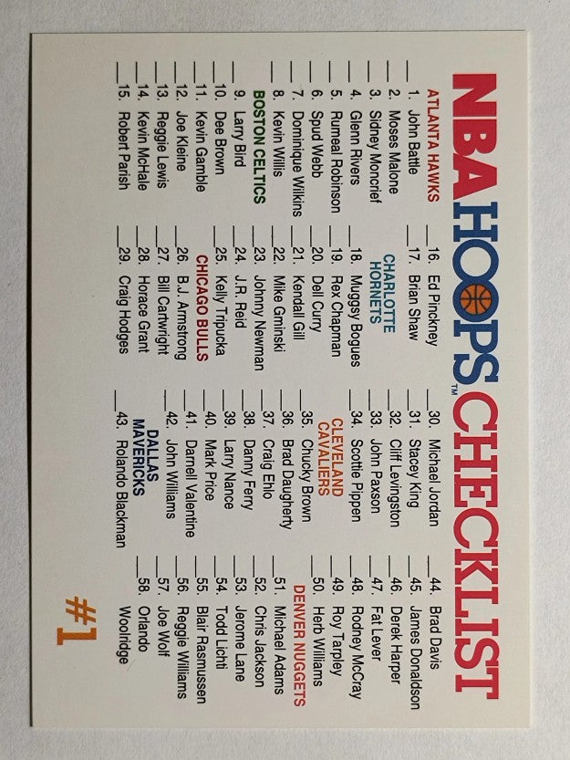 1991-92 Hoops #328 Checklist 1