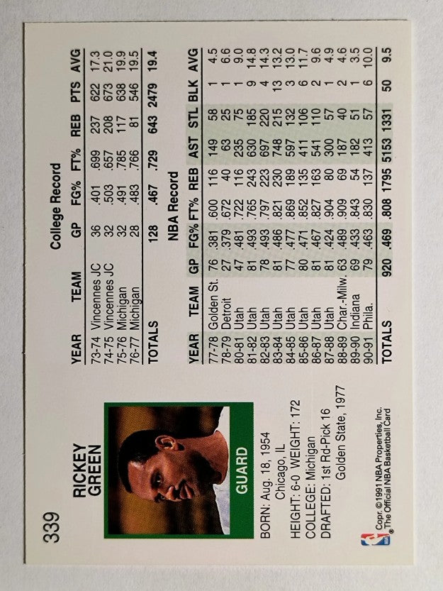 1991-92 Hoops #339 Rickey Green