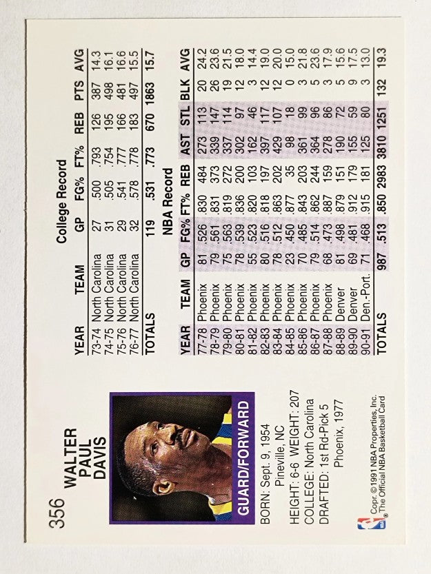 1991-92 Hoops #356 Walter Davis