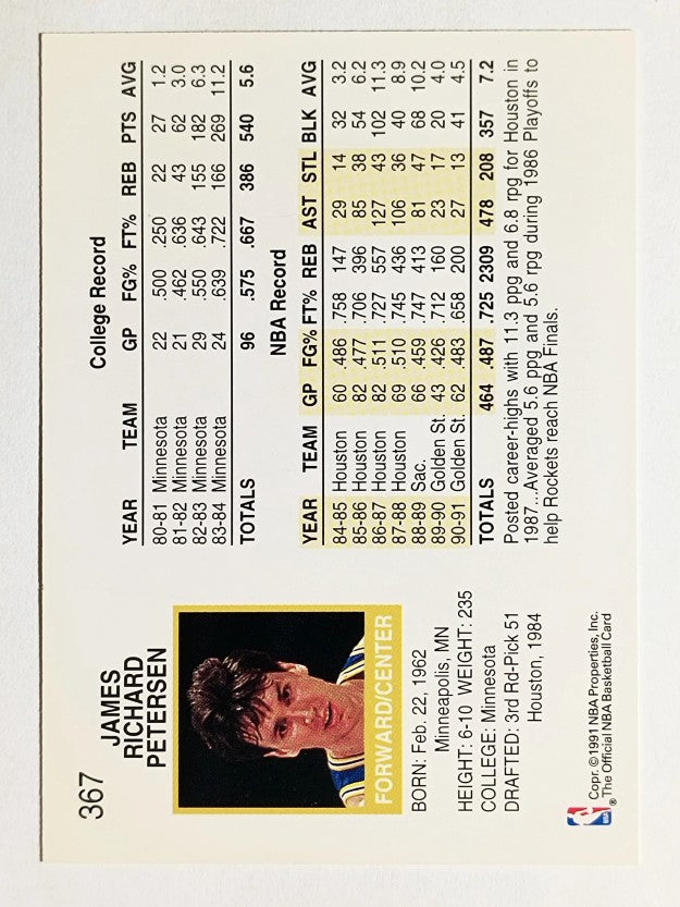 1991-92 Hoops #367 Jim Petersen