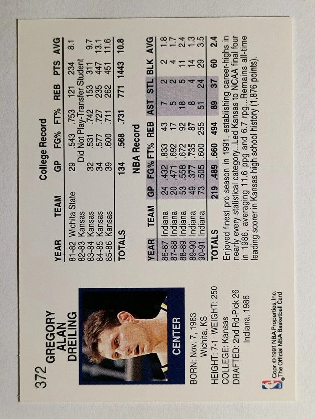 1991-92 Hoops #372 Greg Dreiling