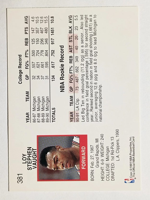 1991-92 Hoops #381 Loy Vaught