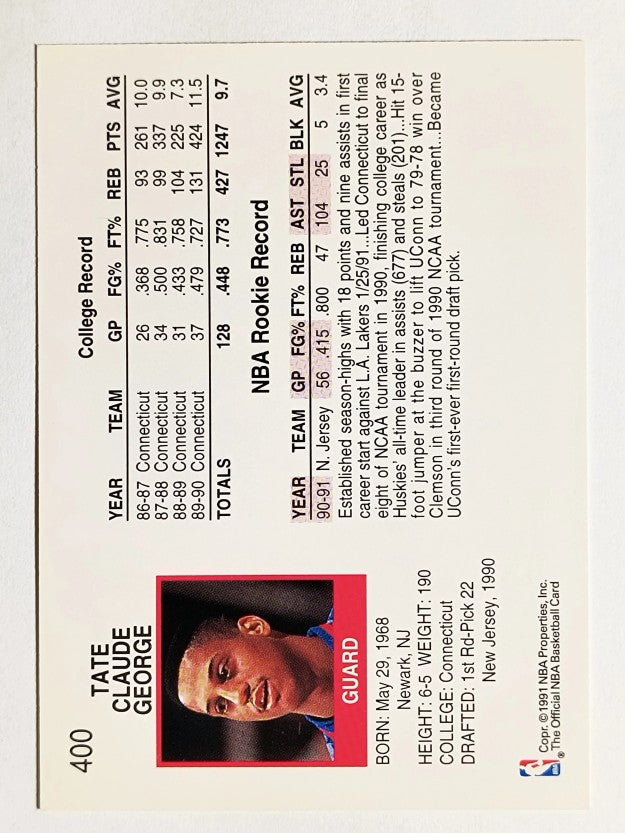 1991-92 Hoops #400 Tate George
