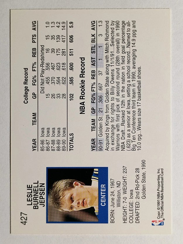 1991-92 Hoops #427 Les Jepsen
