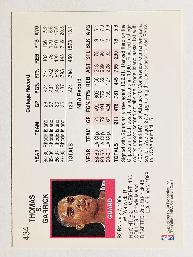1991-92 Hoops #434 Tom Garrick