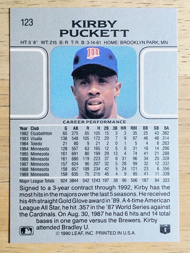 1990 Leaf #123 Kirby Puckett