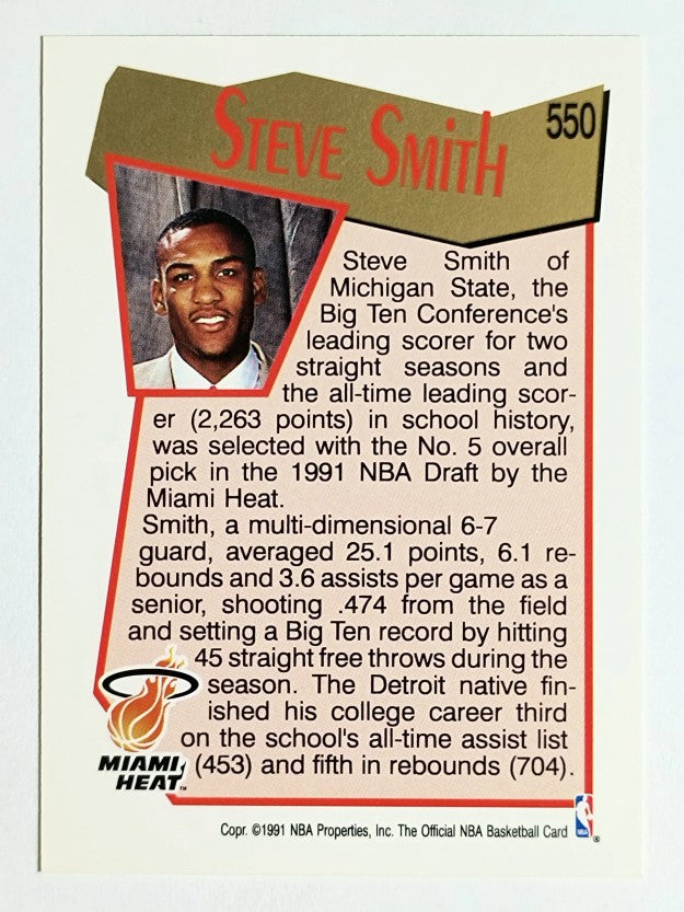 1991-92 Hoops #550 Steve Smith RC