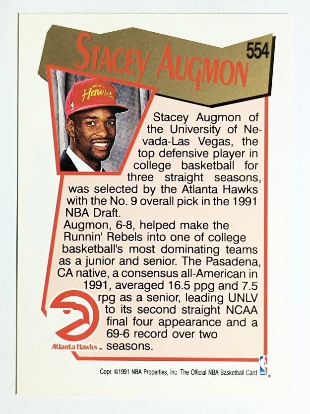 1991-92 Hoops #554 Stacey Augmon RC