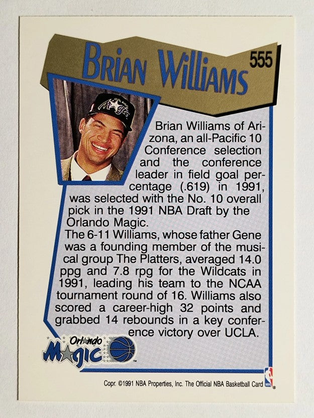 1991-92 Hoops #555 Brian Williams RC
