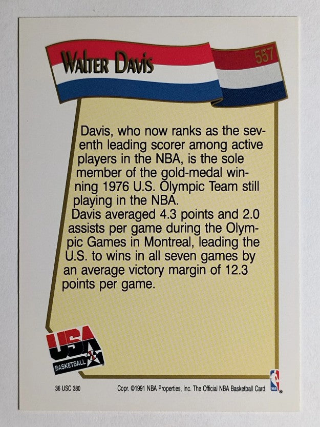 1991-92 Hoops #557 Walter Davis USA