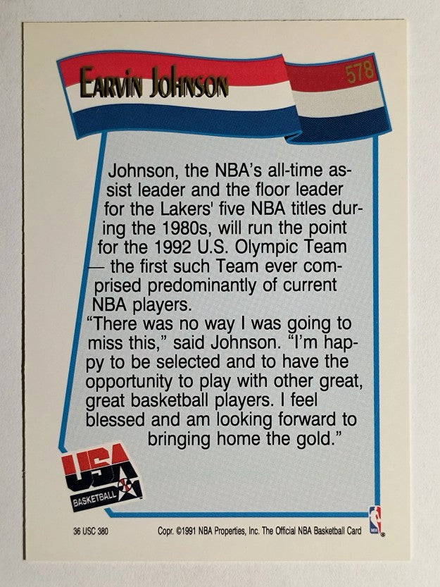 1991-92 Hoops #578 Magic Johnson USA (NM)