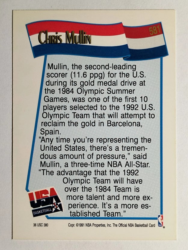 1991-92 Hoops #581 Chris Mullin USA