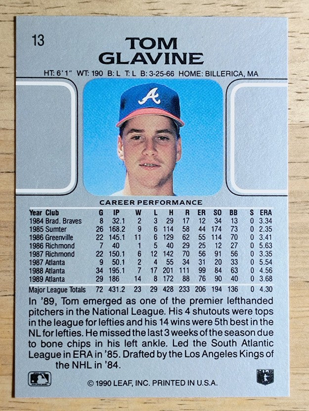 1990 Leaf #13 Tom Glavine