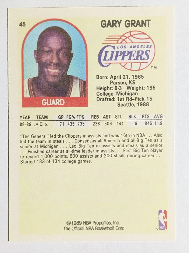 1990 Hoops 100 Superstars #45 Gary Grant