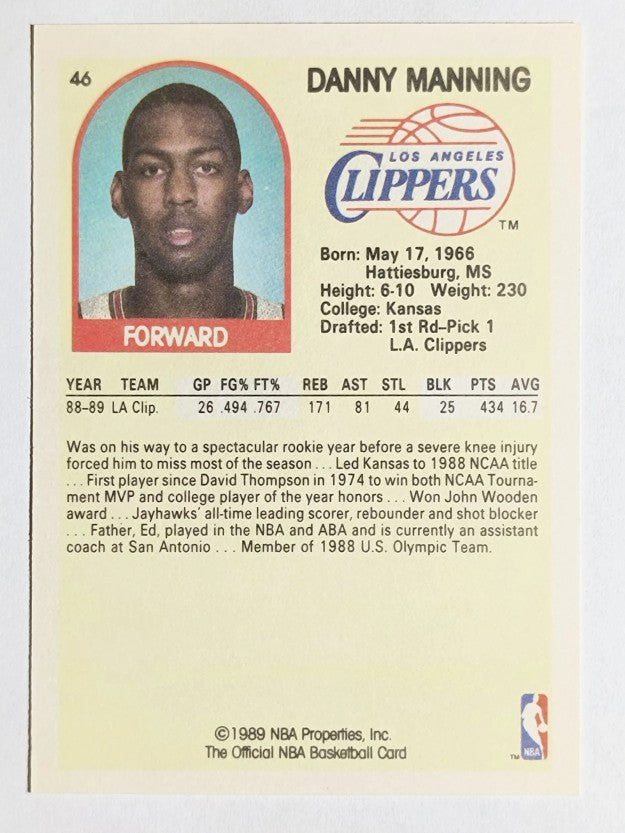 1990 Hoops 100 Superstars #46 Danny Manning