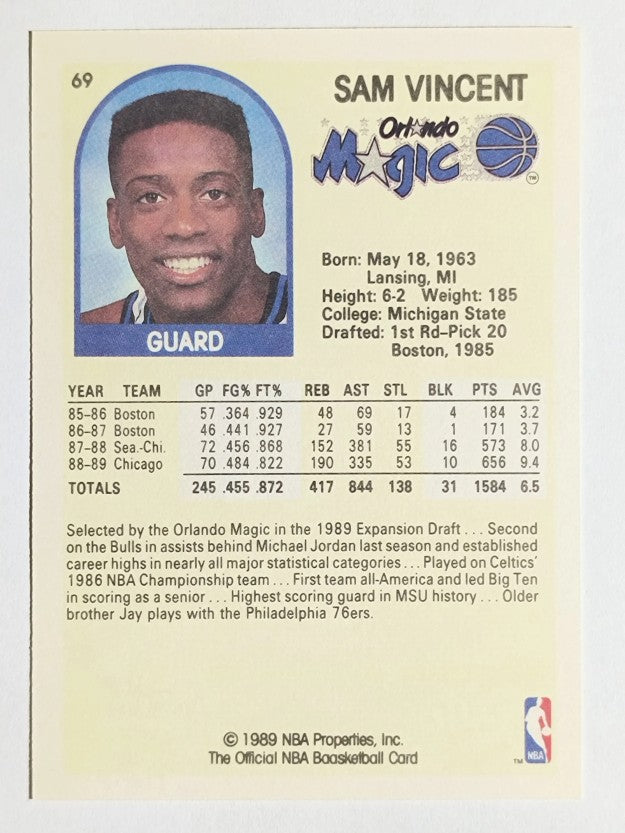 1990 Hoops 100 Superstars #69 Sam Vincent