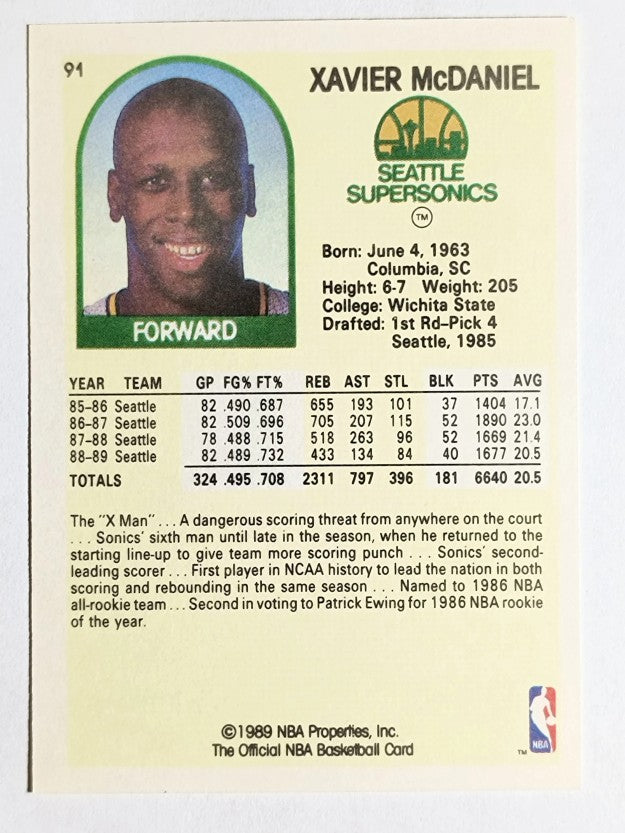 1990 Hoops 100 Superstars #91 Xavier McDaniel
